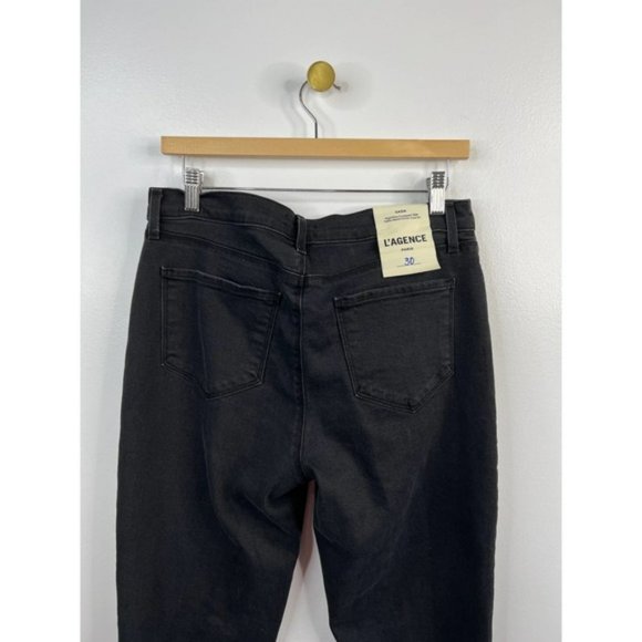L'Agence Sada High Rise Frayed Hem Cropped Slim Denim Jean Black Size: 30 NWT - Picture 5 of 7